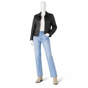 vintage Worthington Black Leather Jacket Womens Large Zip Front Genuine Leather